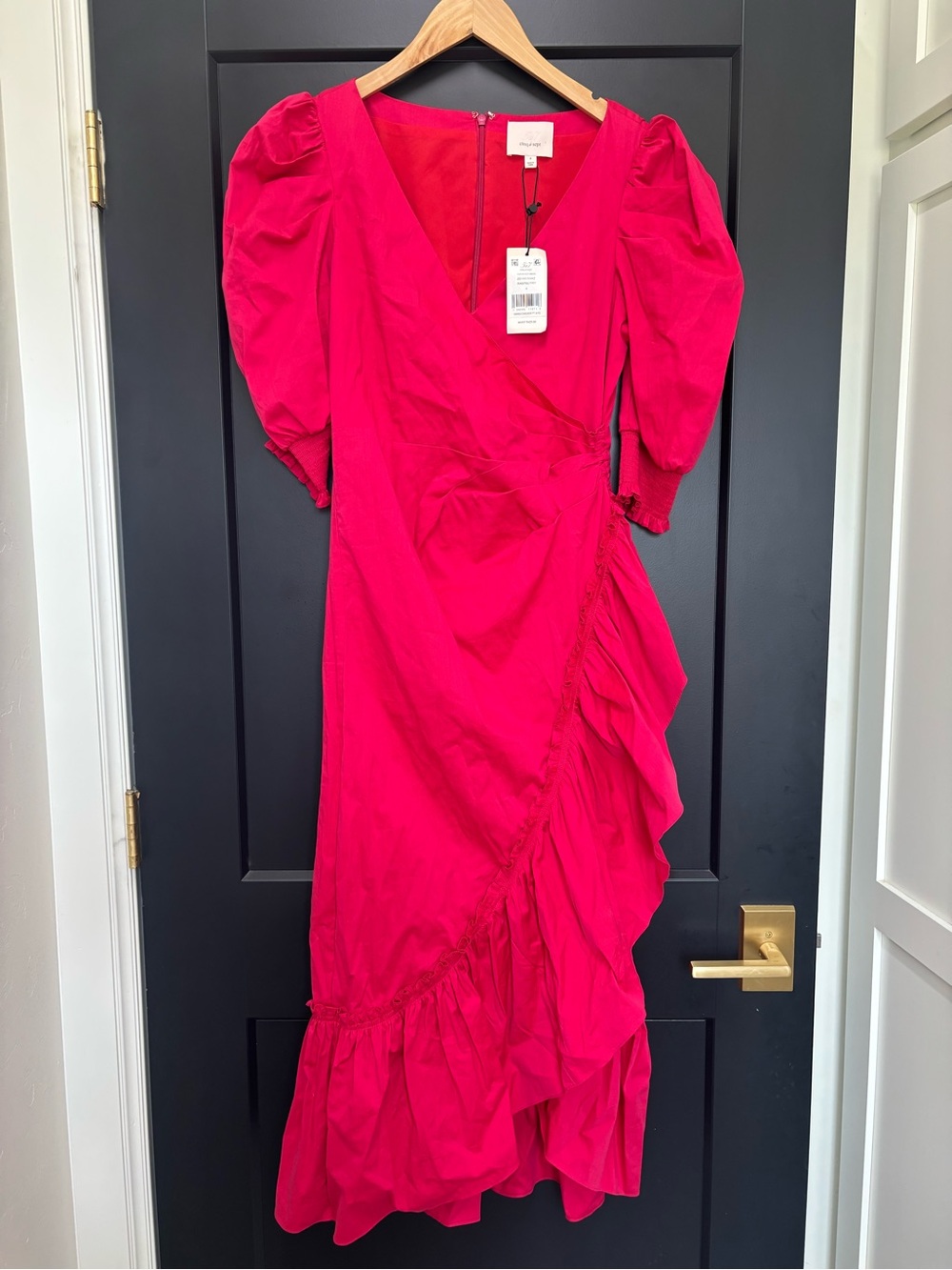 Cinq à Sept Kacy Poplin Dress Size 4 Raspberry Pink NWT Ruffle $425 - Picture 2 of 12